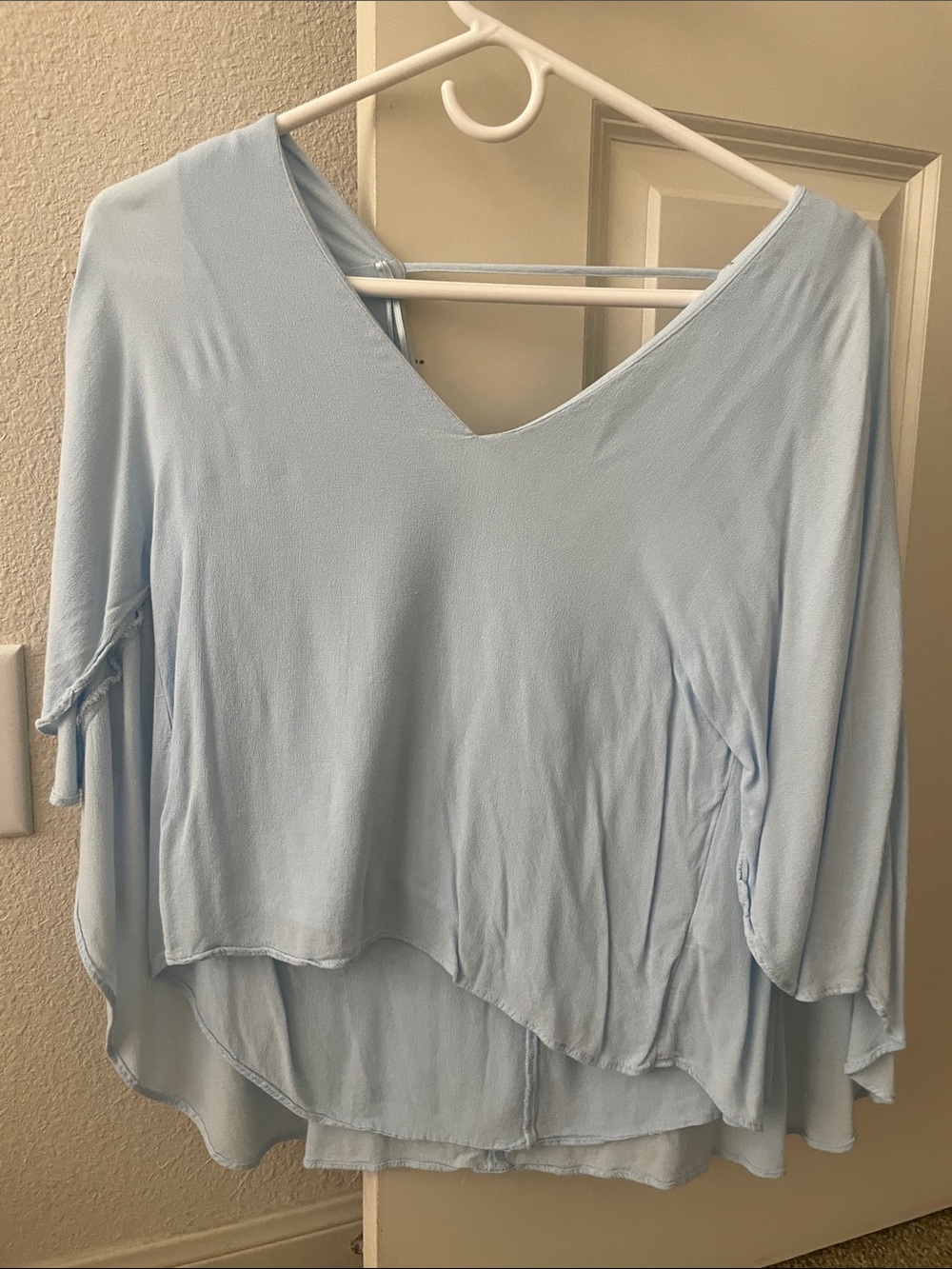 Zara Pale Blue V-Neck Flowing Tunic